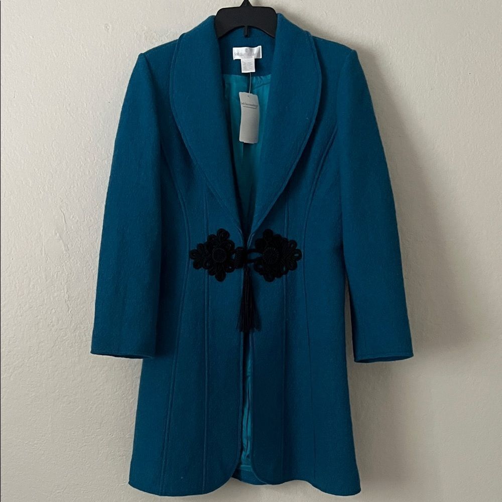 NWT Soft Surroundings Plaza Boiled Wool Coat Jacket Teal In Size S